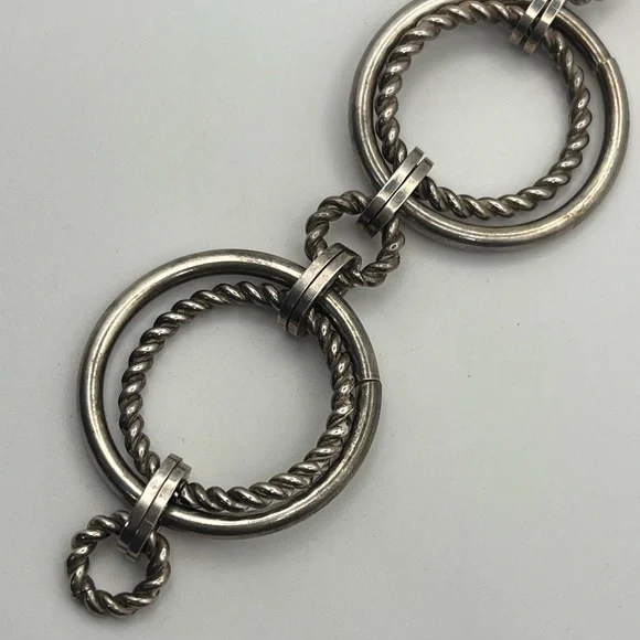 Grosse Germany heavy sterling silver round link twisted chain bracelet vintage